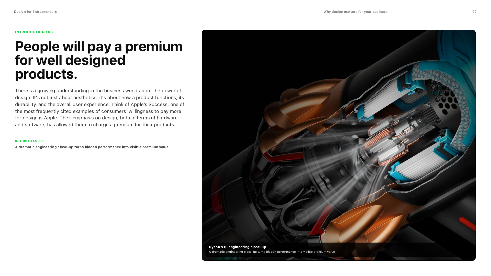 Guide page explaining why people pay a premium for well-designed products
