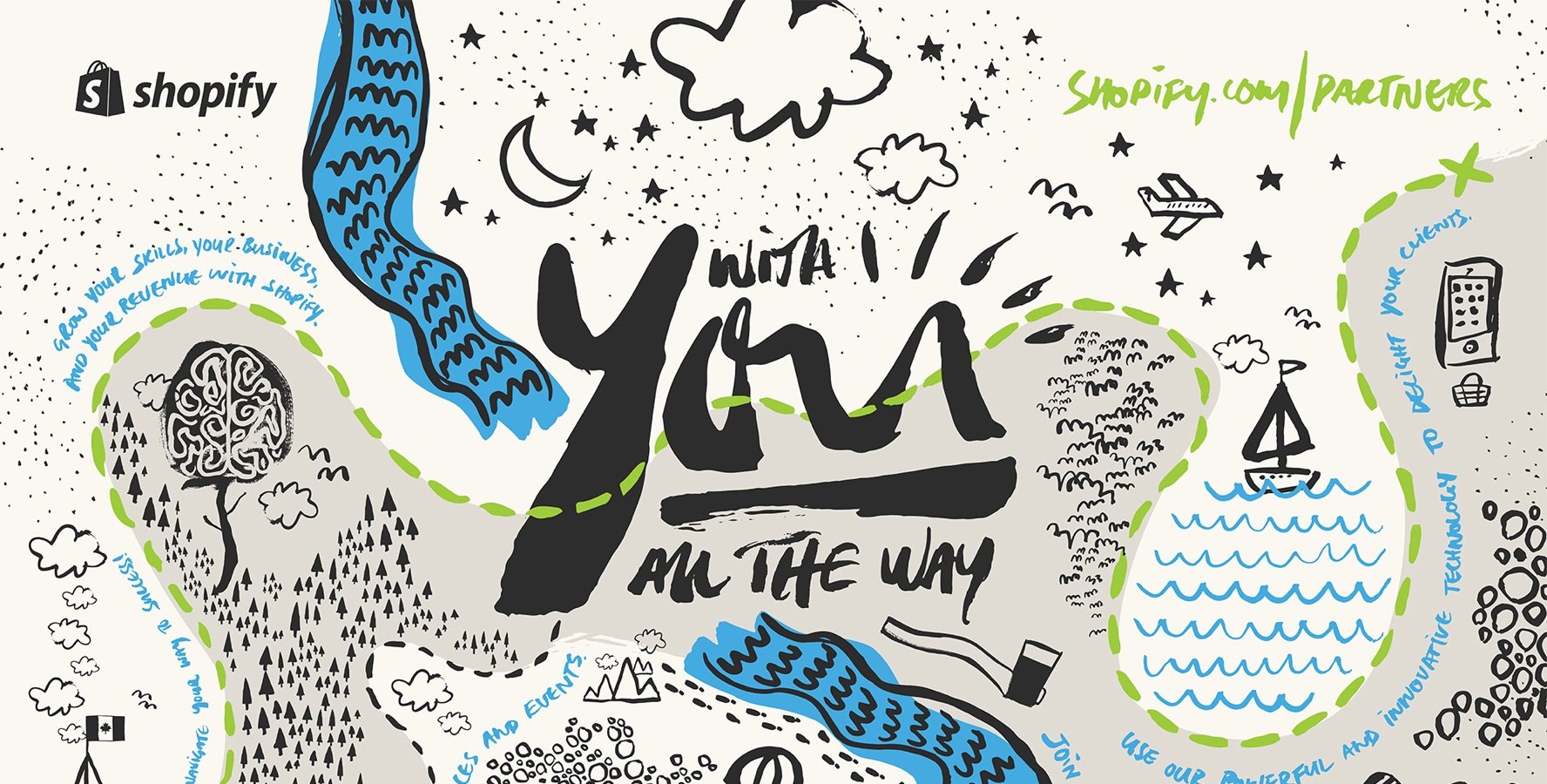 Illustrated Shopify Partner program creative