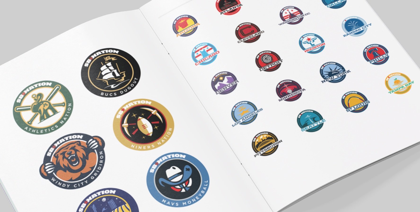 A collection of SB Nation team identities using a shared ring system